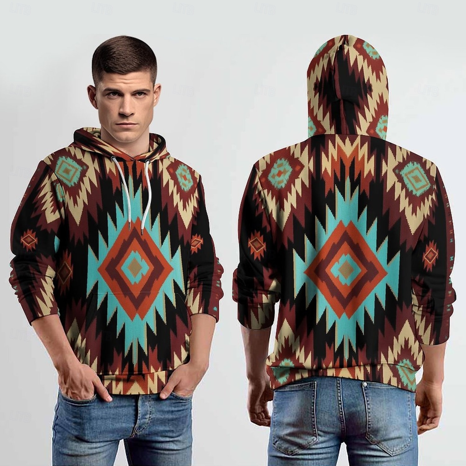 Per uomo Felpa con cappuccio Felpe Felpa Felpa con cappuccio Manica lunga Felpa con cappuccio Con cappuccio Di tendenza Stampa 3D Da mare Abbigliamento di strada Marrone chiaro Stampe Inverno del 2025 a $30.99 –P2