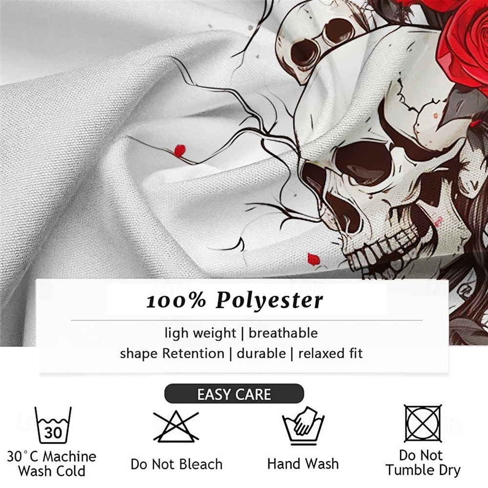 Men's Rose Skull Button Up Shirt Long Sleeve Casual Dark Party Evening Wear Daily Fall Winter Spring & Summer Shirt Collar Button Up 3D Print Black White Blue Purple Green 2025 - $26.99 –P3