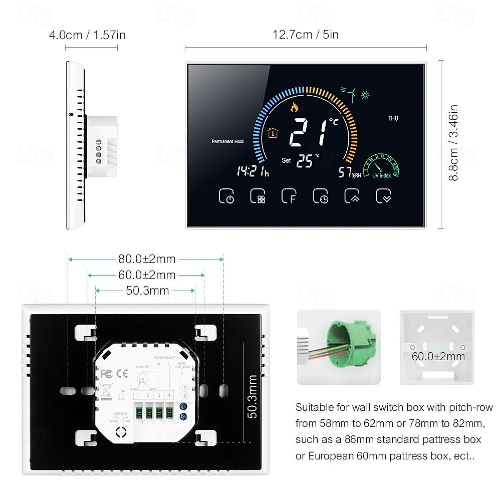 Termostato programable para controlar el calentamiento de agua, hogar inteligente, pantalla LCD negativa, termostato de ambiente redondo con wifi 2025 - $103.99 –P11