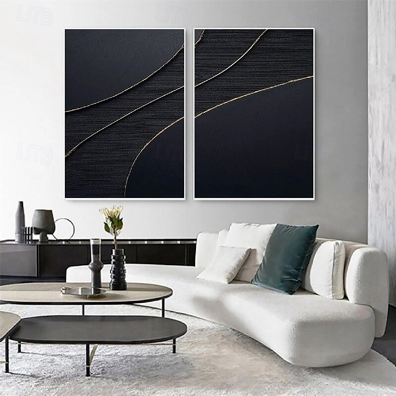 Wabi-Sabi-Kunstwerk, handgefertigte Wandkunst, schwarzes Ölgemälde, Wandkunst, schwarz-goldene Strukturmalerei, goldene Strukturwandkunst, schwarzes abstraktes Gemälde, handgefertigtes modernes 2025 - $125.99 –P2