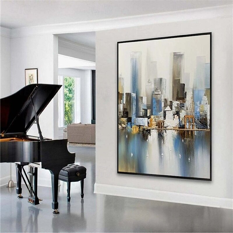 großes abstraktes Stadtgemälde handgemachtes urbanes Kunstgemälde handgemaltes Stadtskyline-Gemälde New York Skyline Ölgemälde New York City Gemälde Wandkunst großes abstraktes Gemälde 2025 - $108.99 –P2