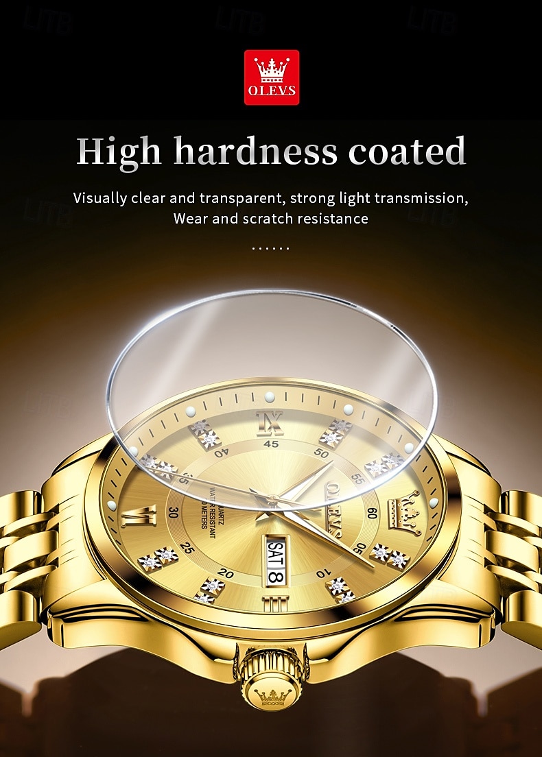 OLEVS 3620 Men Watch Stainless Steel Business Dual Calendar Waterproof Quartz Watch Luxury Brand Diamond Men Watch 2024 - $31.99 –P8