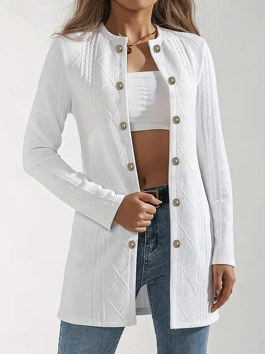 Damen Freizeitjacke Einstellbar Feste Farbe Komfortabel Modisch Regular Fit Oberbekleidung Langarm Frühling Schwarz S 2025 - $36.99 –P1