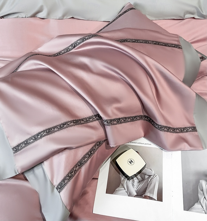 Conjunto de cama com capa de edredom de 4 peças, 100% algodão orgânico, tecido macio e respirável, inclui capa de edredom e fronhas para um sono confortável de 2025 por $150.99 –P12