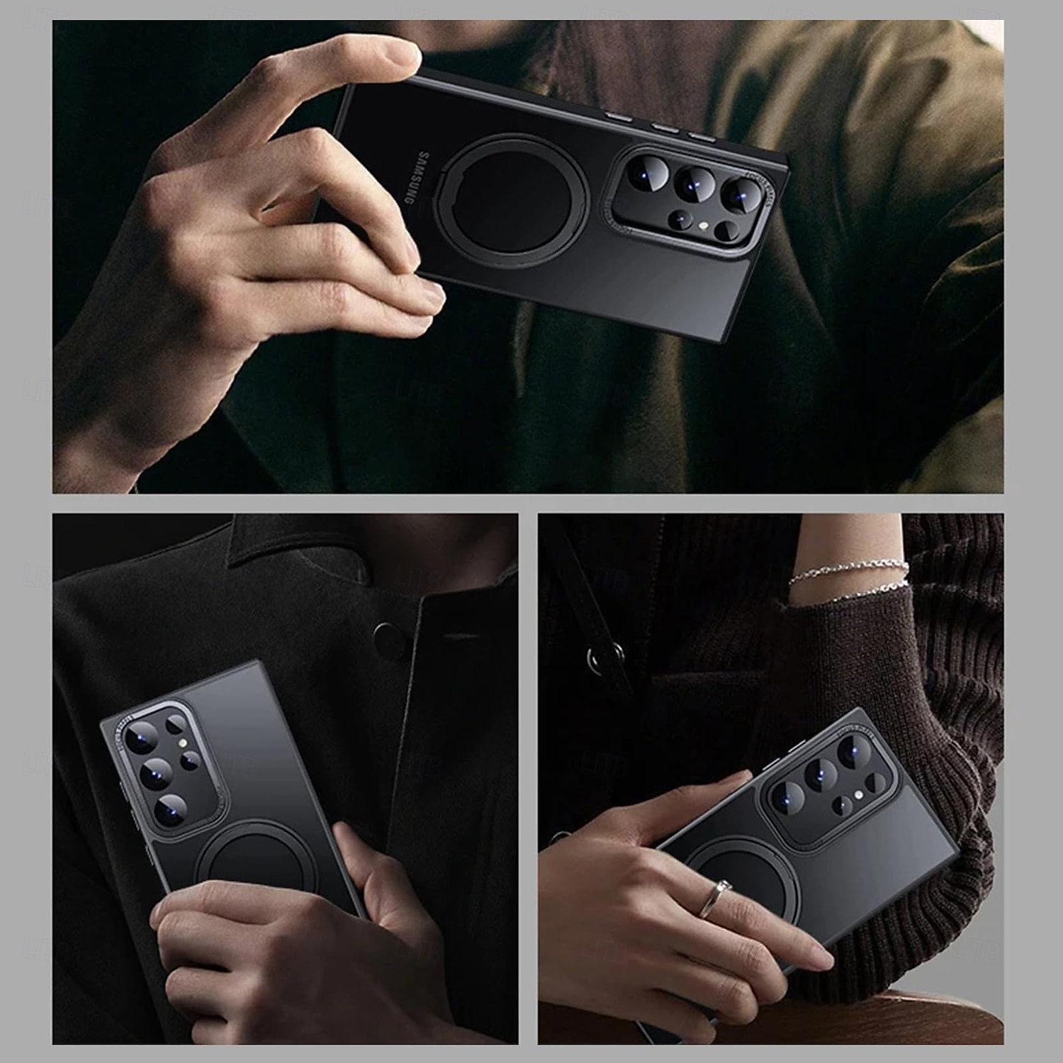 Phone Case For Samsung Galaxy S24 S23 Ultra Plus S23 S25 Ultra Magnetic Adsorption With Magsafe with Stand Holder Magnetic Full Body Protective TPU 2025 - $27.99 –P9