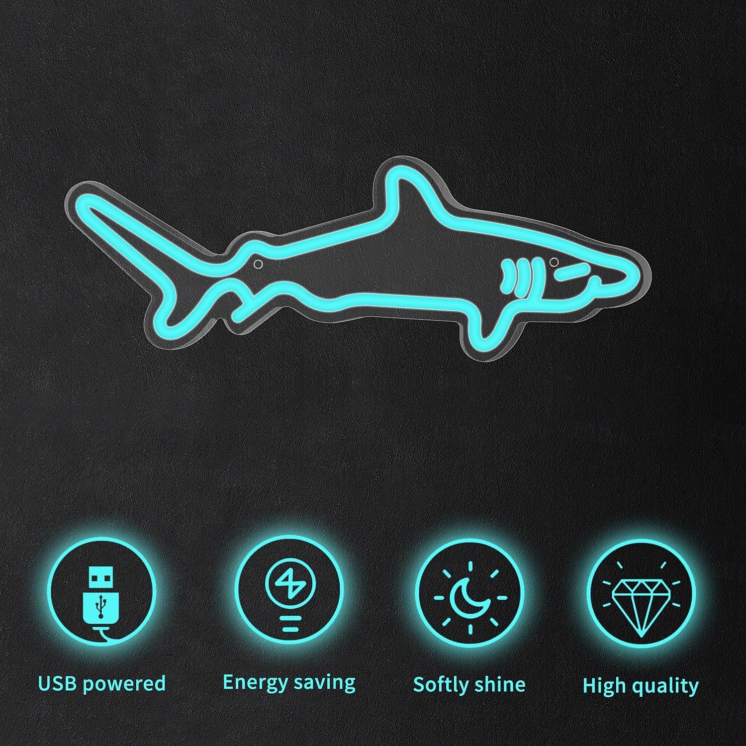 1pc blauwe haai led neonlichtbord, usb-aangedreven neonlichtbord voor thuis slaapkamer aquarium dierentuin bar club pub feest wandkunst decoratie hangende lamp 2026 - $32.99 –P5