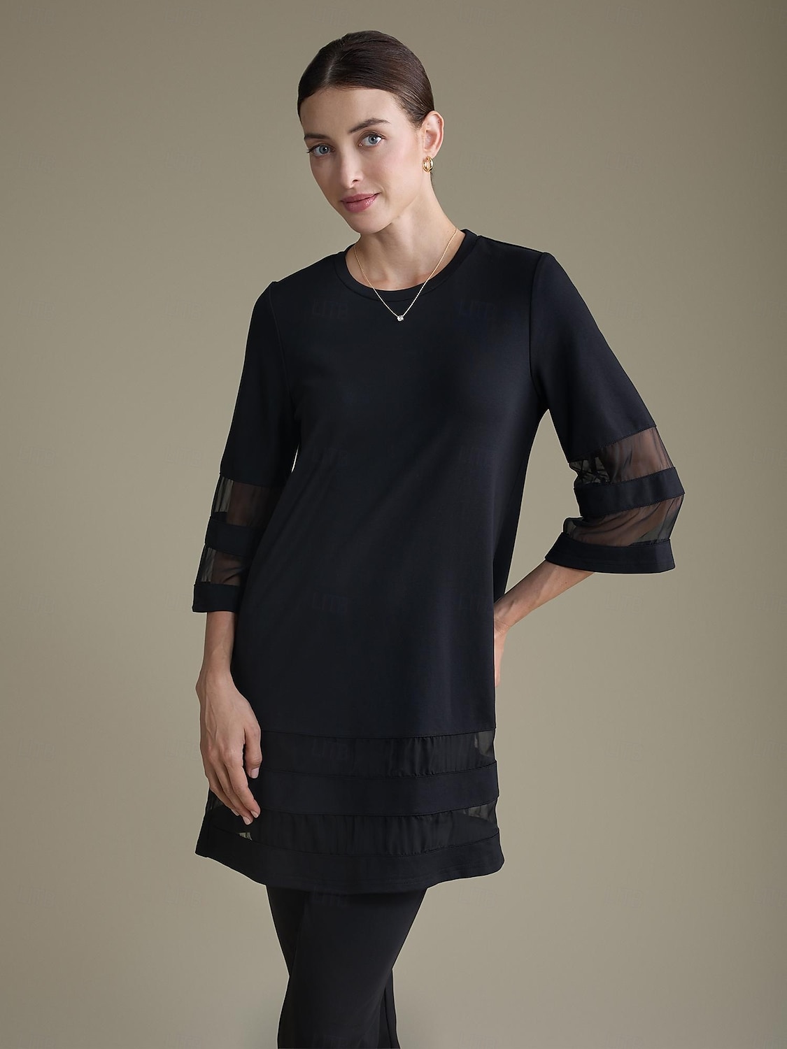 camiseta modal transparente solta manga 3/4 de 2026 por $79.99 –P1