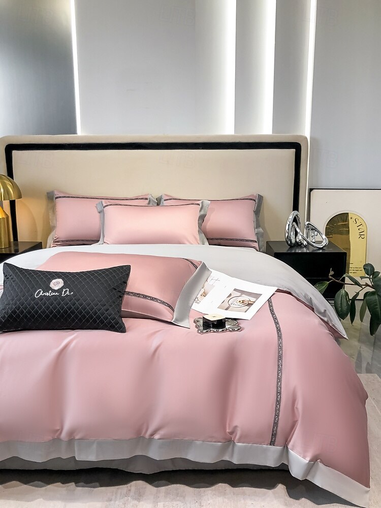 Conjunto de cama com capa de edredom de 4 peças, 100% algodão orgânico, tecido macio e respirável, inclui capa de edredom e fronhas para um sono confortável de 2025 por $150.99 –P9
