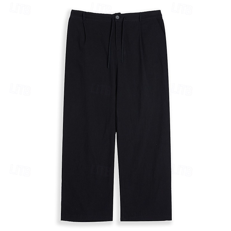 Voor heren Broek Zomerbroek Strandbroeken Trekkoord Breed Been Voorvak Effen Comfort Zacht Casual Dagelijks Modieus Streetwear Zwart Wit Micro-elastisch 2025 - $25.99 –P1