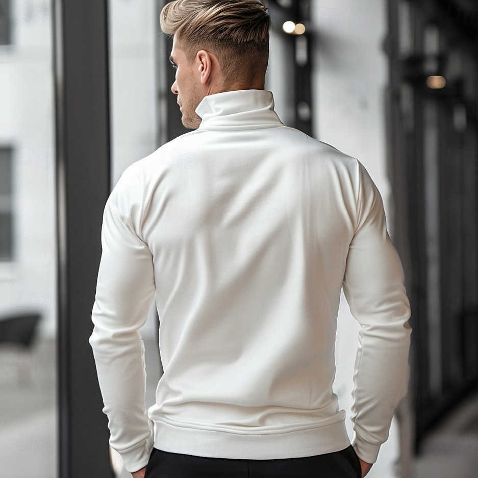 Homme Sweat à capuche quart zippé Noir Blanche bleu marine Gris Demi-zip Uni Polyester Occasionnel Athlétique Vêtement Tenue Pulls Capuche Pulls molletonnés manche longue de 2025 ? $31.99 –P3