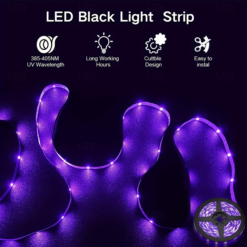 УФ сверхвысокая яркость USB черная световая лента dc5v 390-400 нм 1-5 м smd 5050 60 светодиодов IP67 водонепроницаемая ультра яркая светодиодная лента подходит для флуоресцентной танцевальной 2025 - $9.99 –P6