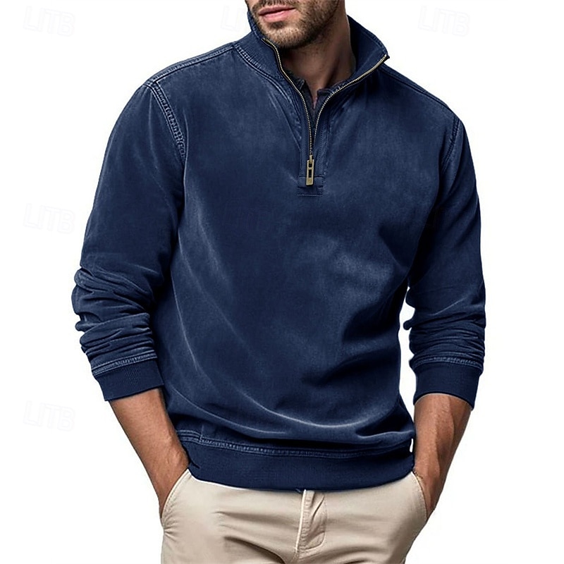 Men's Sweatshirt Quarter Zip Sweatshirt Black Army Green Royal Blue Brown Khaki Half Zip Plain Half Zip Sports & Outdoor Daily Holiday Polyester Streetwear Basic Casual Fall & Winter Clothing Apparel 2026 - $42.99 –P1