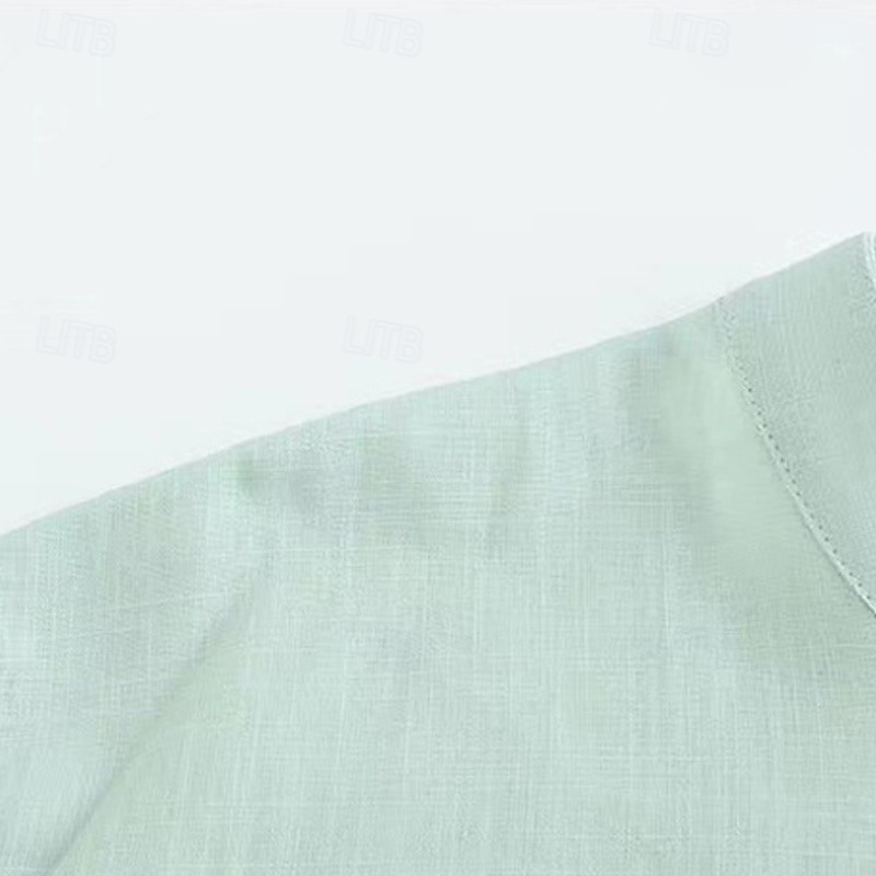 Per uomo Camicia Camicia popover Camicia Estiva Camicia casual Camicia da Spiaggia Nero Bianco Verde chiaro Azzurro Manica Lunga Semplice Colletto alla coreana Vacanza Camicia hawaiana Bottonato del 2025 a $16.99 –P10