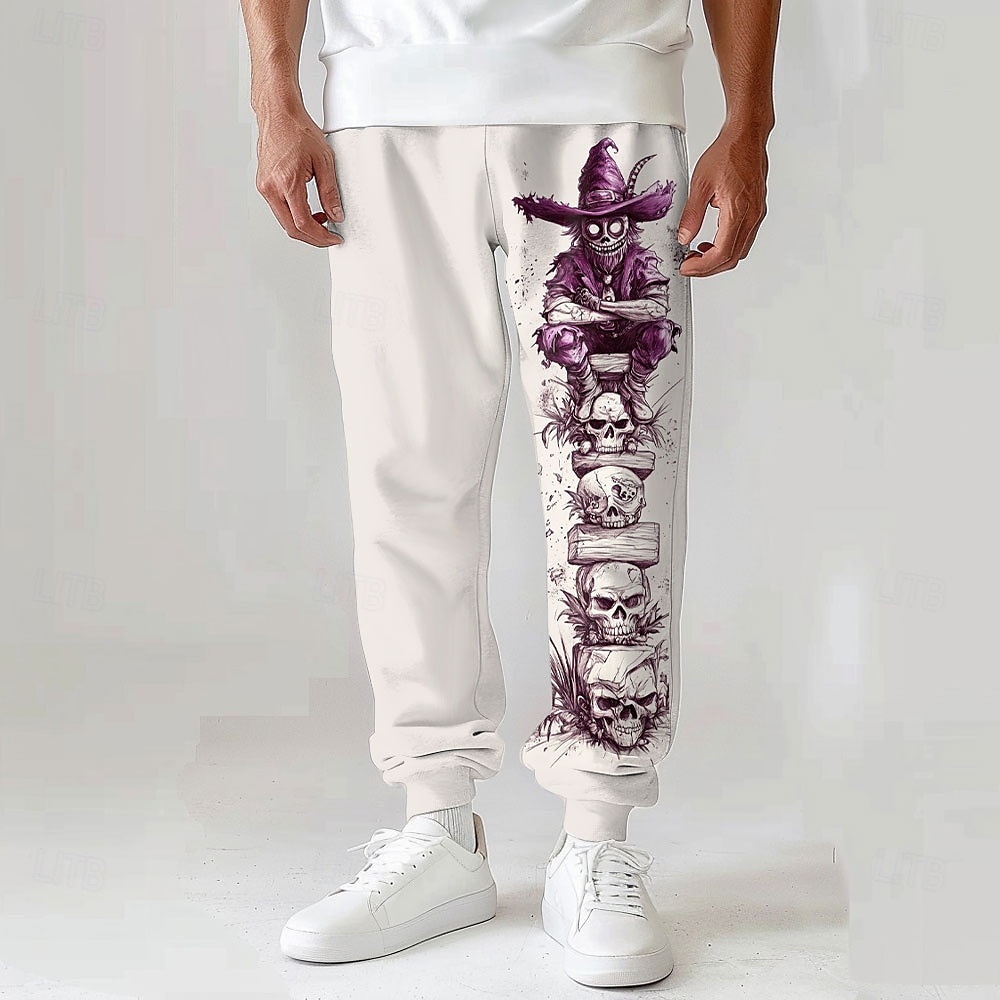 Homme Joggings Pantalon Jogging Impression 3D Crânes Toute la longueur Soirée du quotidien Décontractées Noir Blanche Micro-élastique de 2025 ? $27.99 –P3