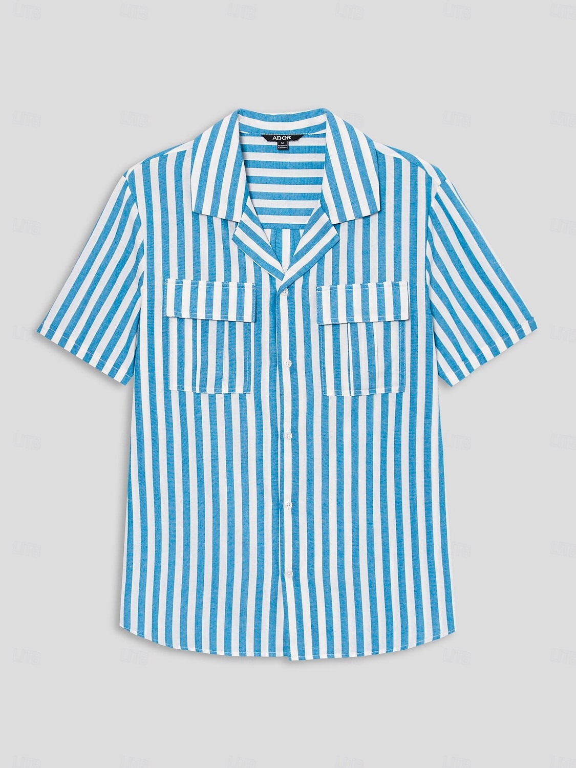 Per uomo Camicia camicia di lino Camicia estiva Camicia da spiaggia Camicia hawaiana A strisce Da mare Strada Blu Manica corta Con colletto Primavera estate Abbigliamento Tasche del 2025 a $22.99 –P1