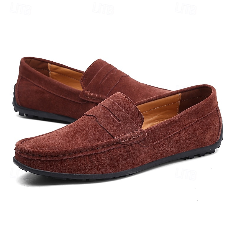 Men's Loafers & Slip-Ons Suede Shoes Plus Size Penny Loafers Driving Loafers Casual Outdoor Daily Suede Loafer Black Burgundy Navy Blue Summer Spring 2025 - $34.99 –P1