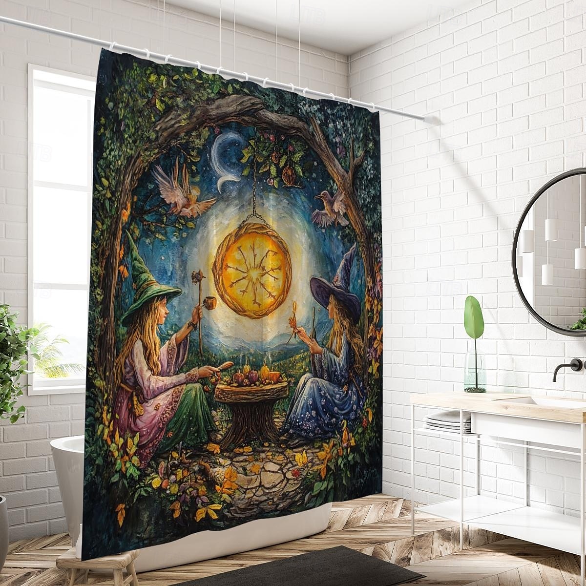 Halloween-Duschvorhang, moderner, maschinenwaschbarer, wasserdichter Polyesterstoff zur Badezimmerdekoration, Badewanne mit 12 Haken 2025 - $23.99 –P16