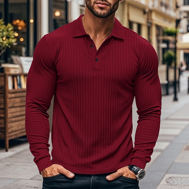 Herren Golfshirt Golf Poloshirts Lässig Arbeit Revers Langarm Basic Modern Einfach Knöpfe Frühling & Herbst Normale Passform Weiß Golfshirt 2026 - $21.99 –P20