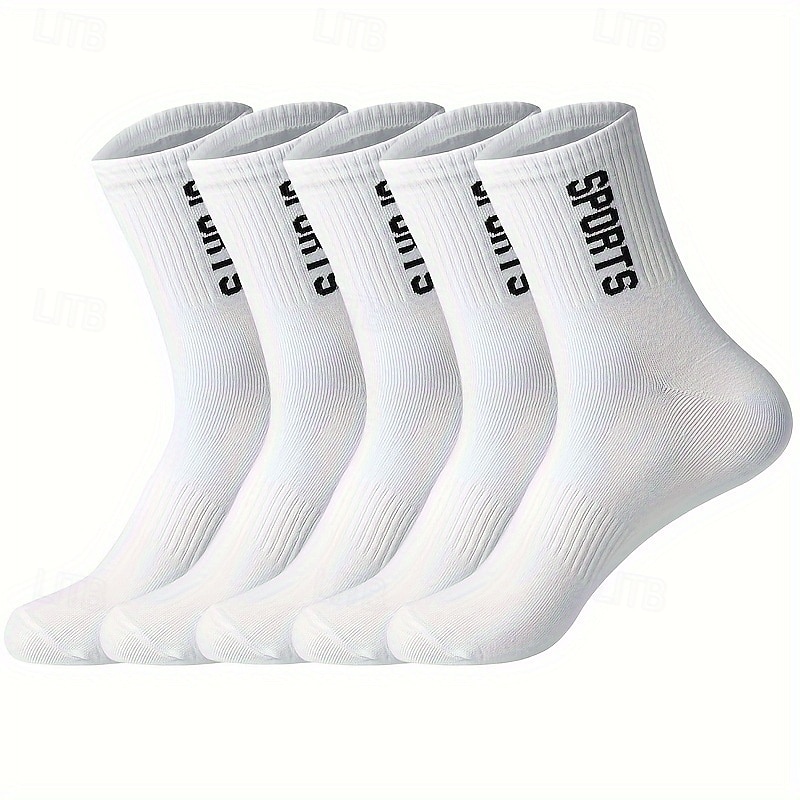 Hombre 5 pares Paquetes múltiples Calcetín Calcetines para correr Calcetines informales Negro Blanco Color Letra Deporte Diario Vacaciones Básico Medio Primavera Otoño Moda Casual 2025 - $11.49 –P3