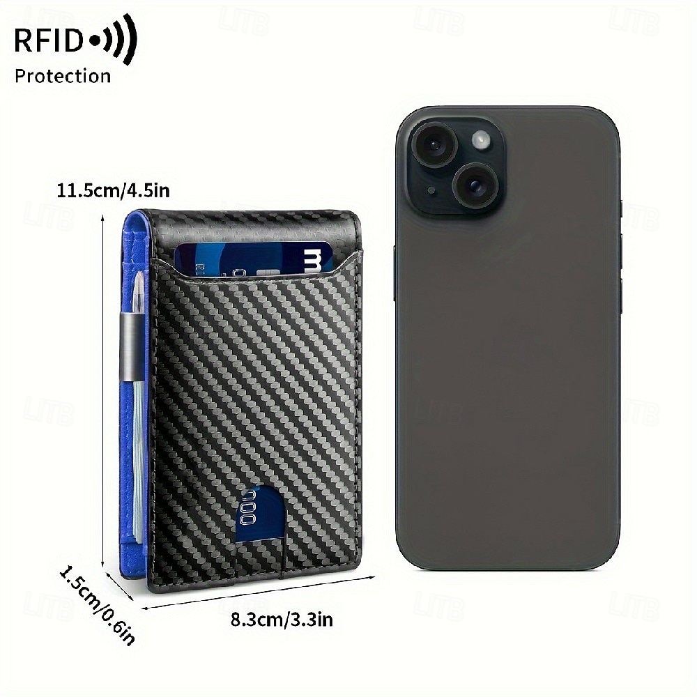 Кошелек с блокировкой RFID, простой многофункциональный тонкий складной держатель кредитных карт, портативный мужской кошелек с передним карманом и зажимом для денег 2025 - $15.99 –P8