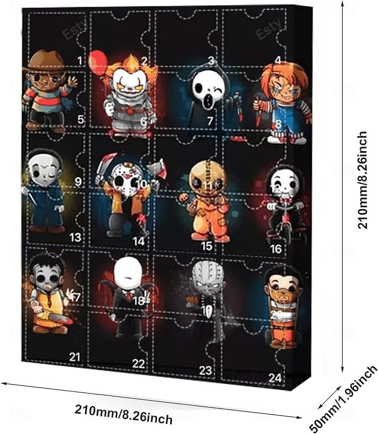 Halloween-Horrorfilm-Adventskalender 2025 enthält 24 Weihnachtsgeschenke, Weihnachts-Horrorfiguren-Countdown-Kalender mit Überraschungsspielzeug, Sammelfiguren-Geschenke für Kinder 2025 - $23.99 –P2