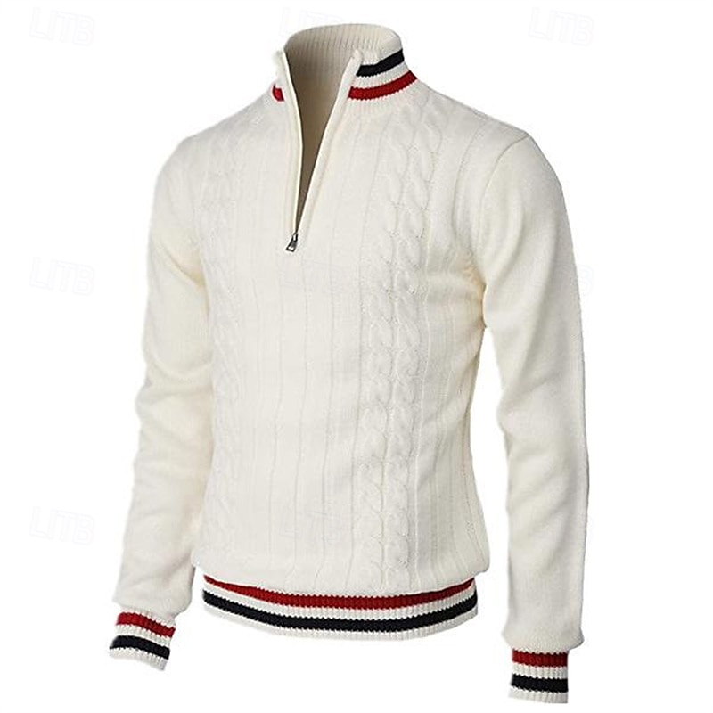 Per uomo Pullover Maglione Maglione lavorato a maglia A coste Maglia Standard Lavorato a maglia Color Block Chiusura lampo quarto Di tendenza Essenziale Da tutti i giorni Appuntamento Abbigliamento del 2025 a €34.99 –P1