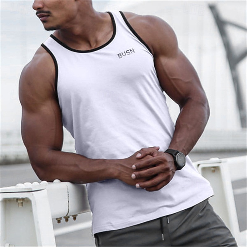 Per uomo Canotta Maglietta smanicata Canottiera Maglietta senza maniche Senza Maniche Girocollo Estate Tinta unica Sport Moda Confortevole Stampato Casuale Quotidiano Palestra Bianco Grigio Maglietta del 2026 a $13.49 –P4