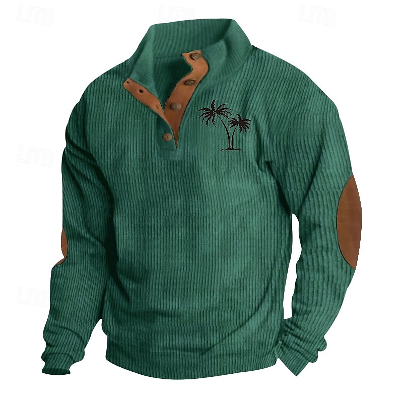 Herren Sweatshirt Pullover Sweatshirt mit Viertelreißverschluss Schwarz Weiß Marineblau Grün Troyer Halber Reißverschluss Farbblock Baum Sport & Natur Täglich Festtage Kord Strassenmode Basic 2025 - $30.99 –P8