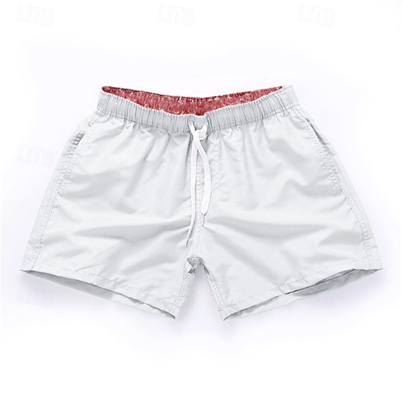 Herre Surfeshorts Badeshorts Snorer Elastisk midje Elastisk snordesign Ensfarget Hurtigtørkende Sport Kort Daglig Ut på byen Strand Gatemote Fritid Svart Hvit Mikroelastisk 2025 - $10.49 –P9