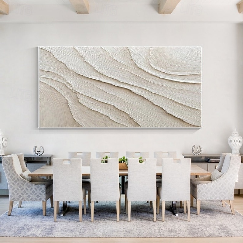 großes weißes Ölgemälde handgefertigt 3D weißes Ölgemälde auf Leinwand handgefertigtes abstraktes Gemälde handgefertigte Wandkunst Pattle Knife Wave-Gemälde leichtes Luxus-Ölgemälde für Wohnzimmer 2025 - $69.99 –P1