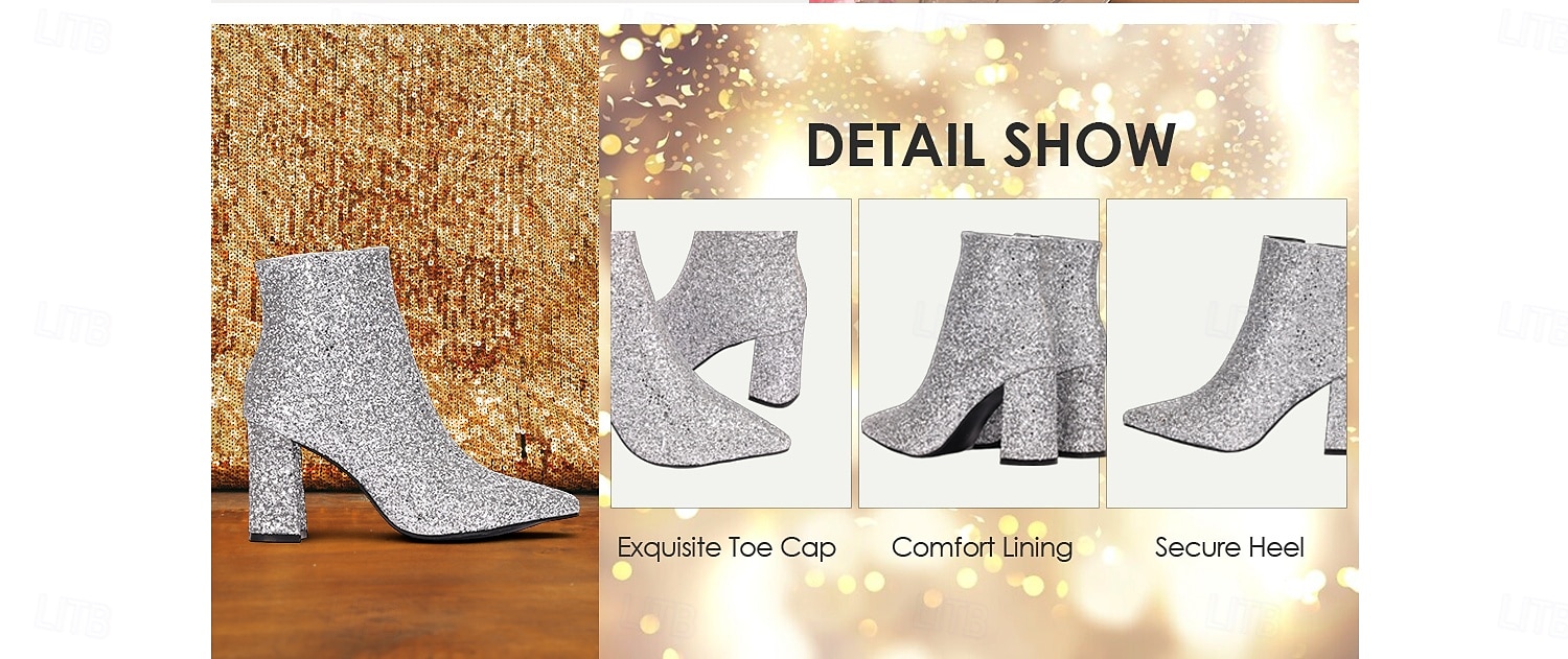 bottines à paillettes argentées pour femmes avec talons compensés, étincelantes et chics pour les fêtes et les occasions spéciales de 2025 ? $69.99 –P3