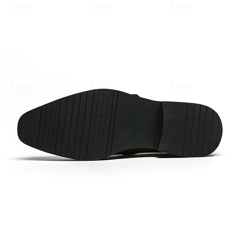 mocassini da uomo retrò in similpelle - classico design brogue con fibbia e dettaglio frangia, calzature versatili ed eleganti del 2025 a $54.99 –P7