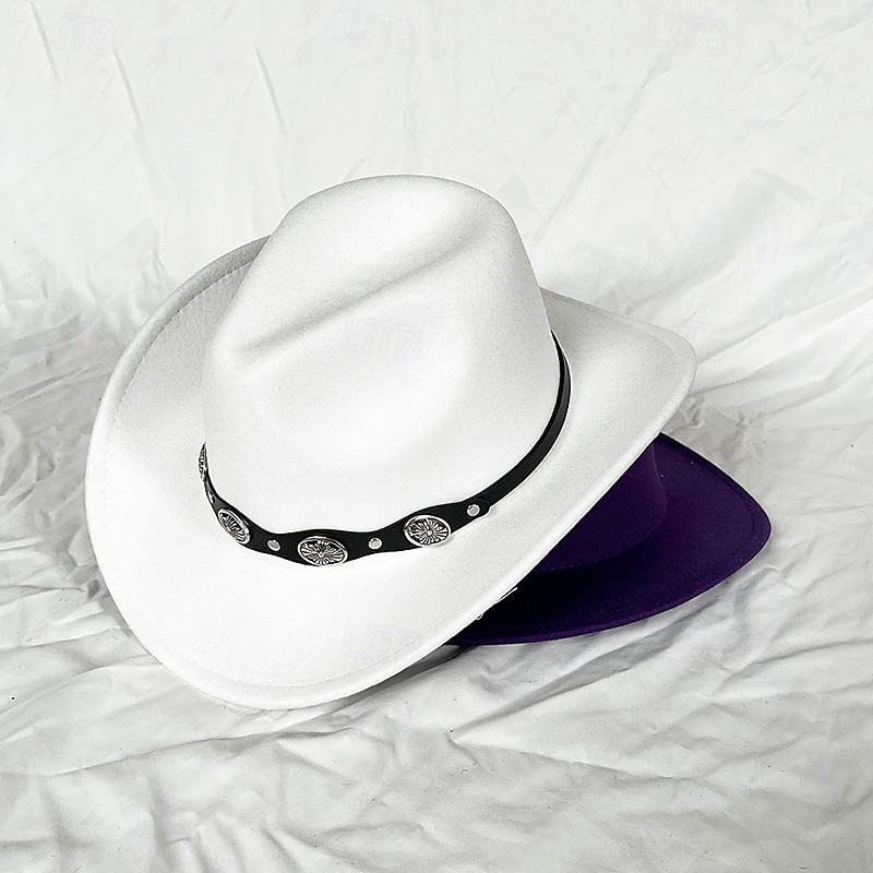 chapeau de cowboy western blanc pour femmes et hommes, chapeau de cowboy bouclé avec fedora en cuir, chapeau de cavalier toca toca de 2025 ? $18.49 –P6