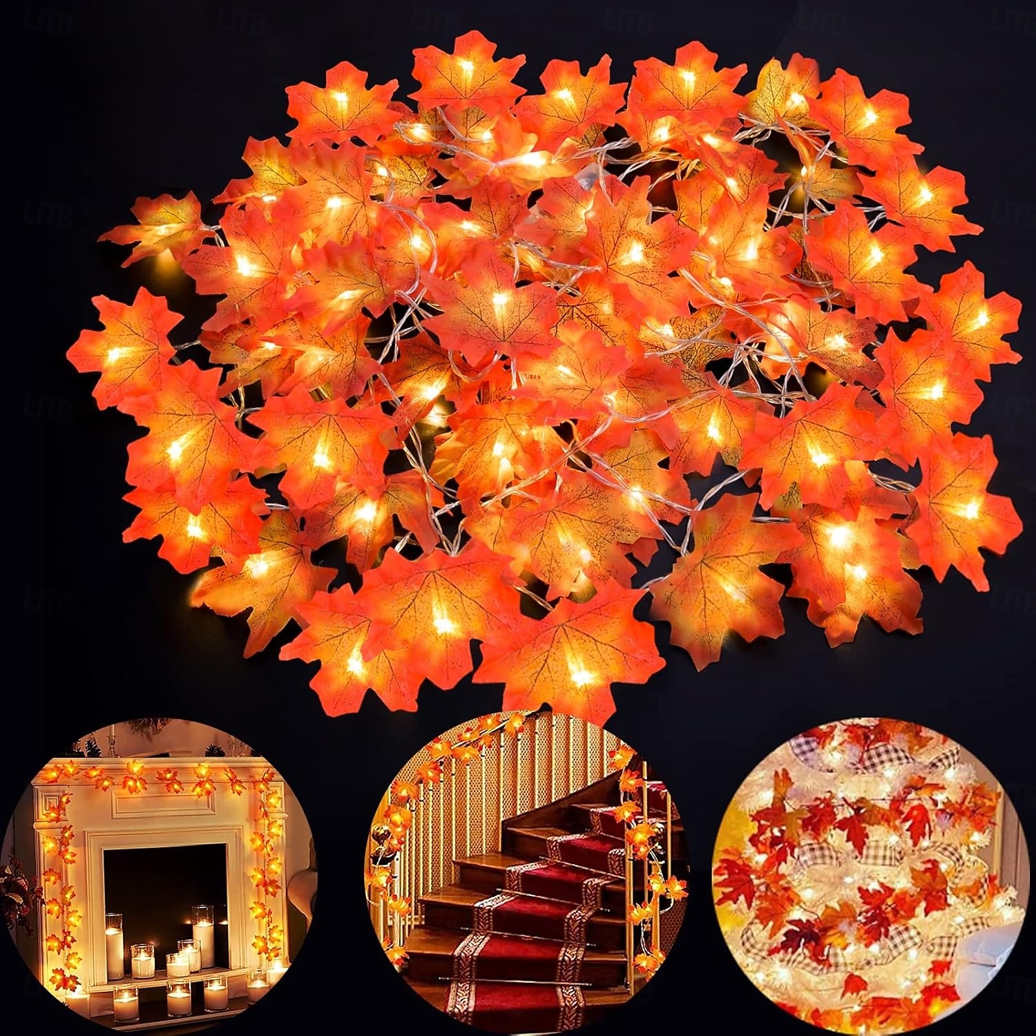 hálaadás juharlevél zsinór lámpák 10/20/40 led füzér lámpák akkumulátor / usb táplálás halloween karácsonyi esküvői buli ünnep kerti erkély dekoráció 2025 - $9.99 –P3