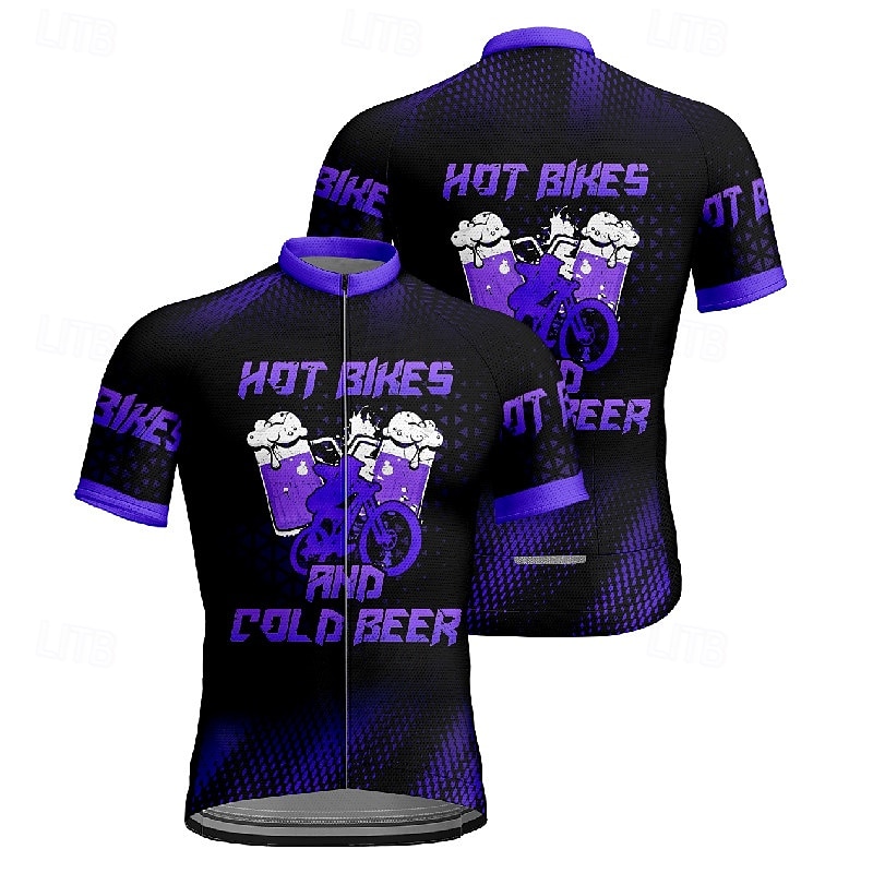 Men's Cycling Jersey Letter & Number Beer Short Sleeve Bike Tee Tshirt Jersey with 3 Rear Pockets Mountain Bike MTB Quick Dry Anatomic Design Wicking Breathable Sports Yellow Red Blue Clothing Apparel 2026 - $30.99 –P8