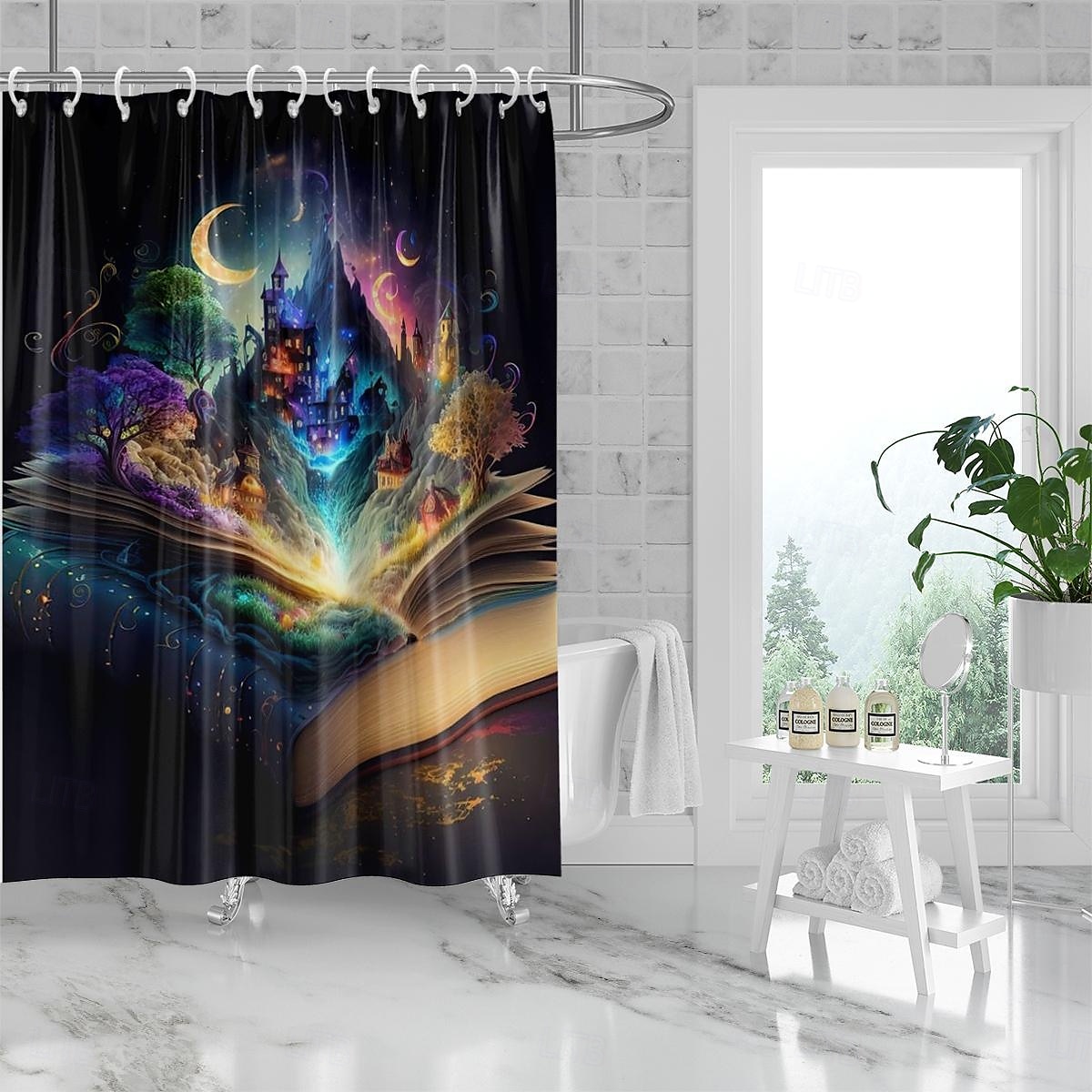Rideau de douche avec crochets 180cm*180cm(70"*70") polyester lavable imperméable motif paysage peinture à l'huile Van Gogh Arbre de Vie de 2025 ? $19.99 –P1