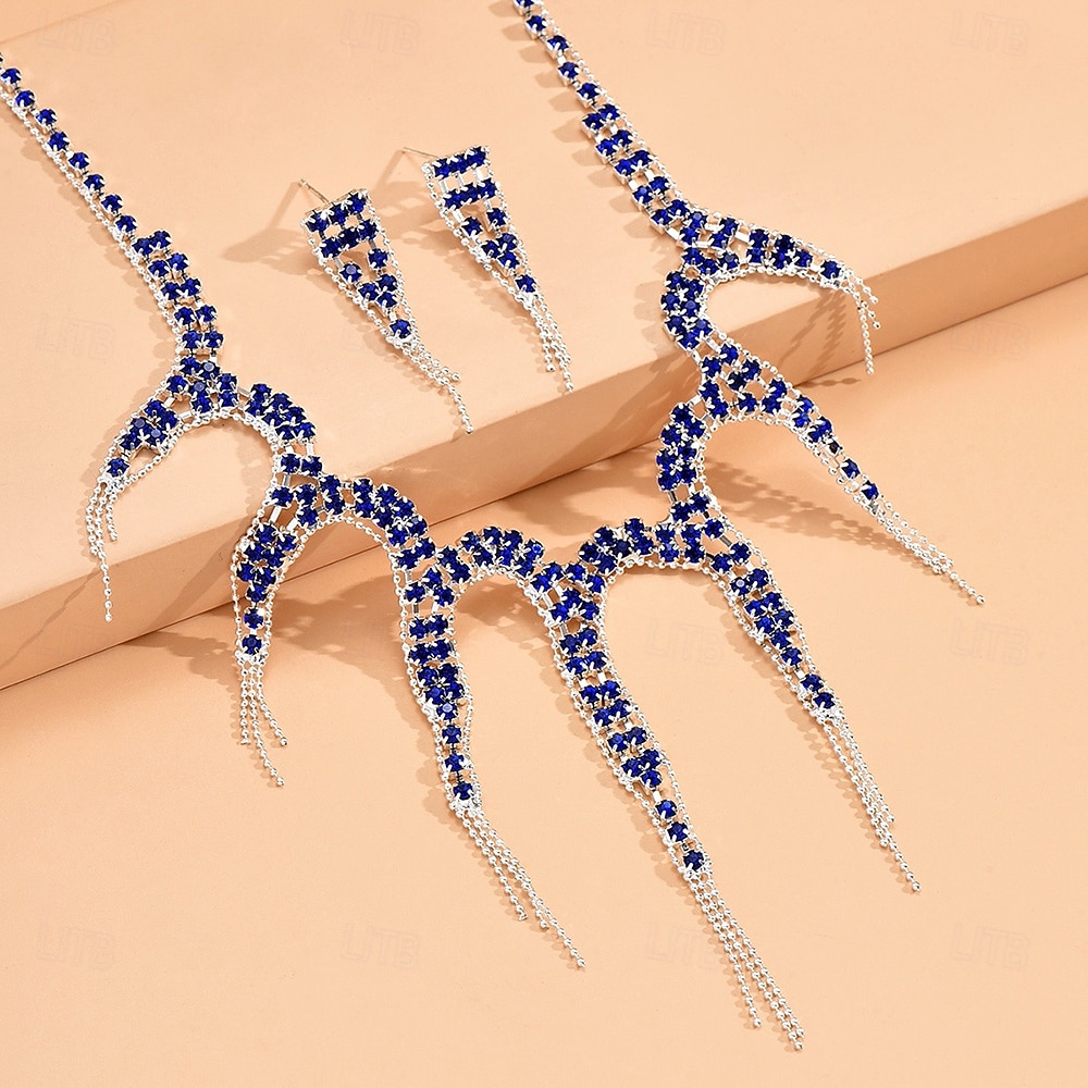 Smykke Sett 3 stk Strass Legering Øredobber Halskjeder Dame Elegant Årgang Nydelig geometriske Geometrisk Form Smykkesett Til Bryllup Fest jubileum 2025 - $19.49 –P2