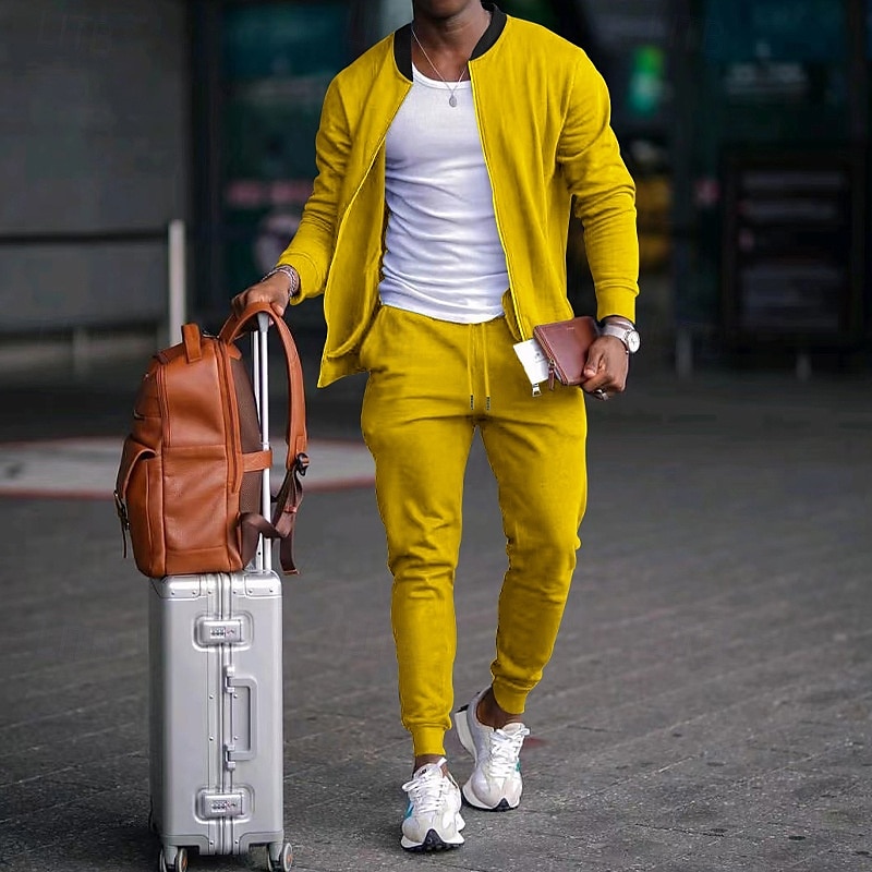 Herren Trainingsanzug Jogginganzug Sweatshirt mit durchgehendem Reißverschluss Marineblau Stehkragen Einfach 2 teilig Täglich Sport & Outdoor Ferien Polyester Streetwear Basic Lässig Frühling & Herbst 2026 - $40.99 –P18