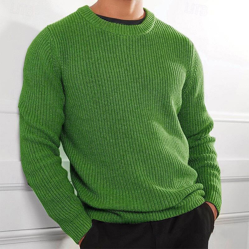 Herren Pullover Strickpullover Gerippt Gehäkelt Stricken Standard Strick Glatt Rundhalsausschnitt Modisch Basic Freizeitskleidung Verabredung Bekleidung Herbst Winter Schwarz Weiß S M L 2025 - $28.99 –P3