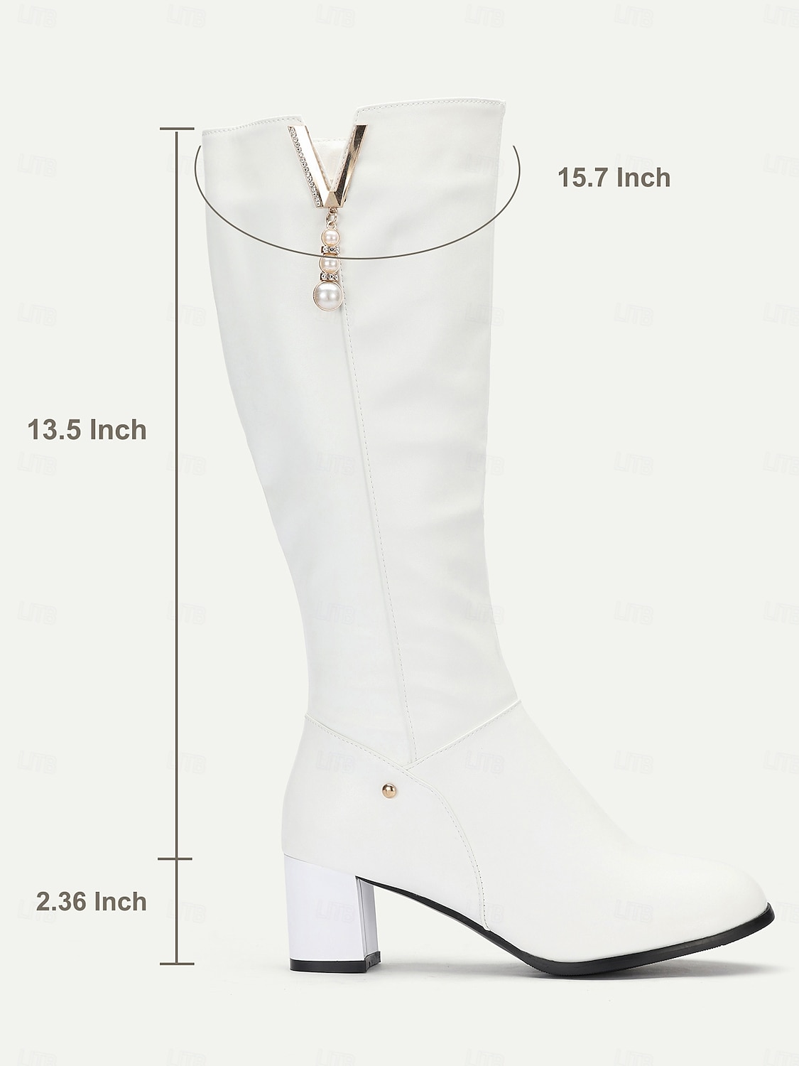 Women's White Knee-High Boots with Pearl Detailing - Elegant Footwear for Winter, Office, and Special Occasions 2025 - $64.99 –P1