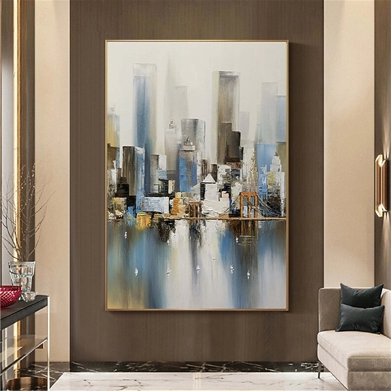 großes abstraktes Stadtgemälde handgemachtes urbanes Kunstgemälde handgemaltes Stadtskyline-Gemälde New York Skyline Ölgemälde New York City Gemälde Wandkunst großes abstraktes Gemälde 2025 - $108.99 –P7