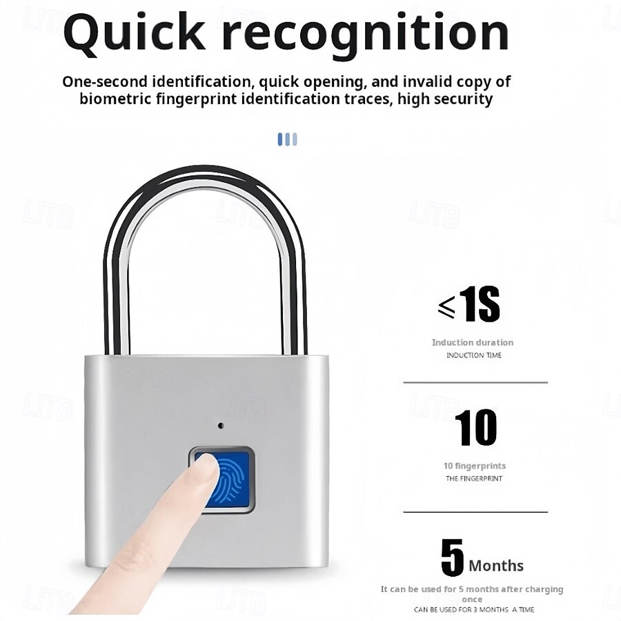 Fingerprint Lock Keyless Waterproof Anti-Theft Smart Lock Fingerprint Padlock Zinc Alloy Intelligent Safety Electronic DoorLock 2025 - $28.99 –P3