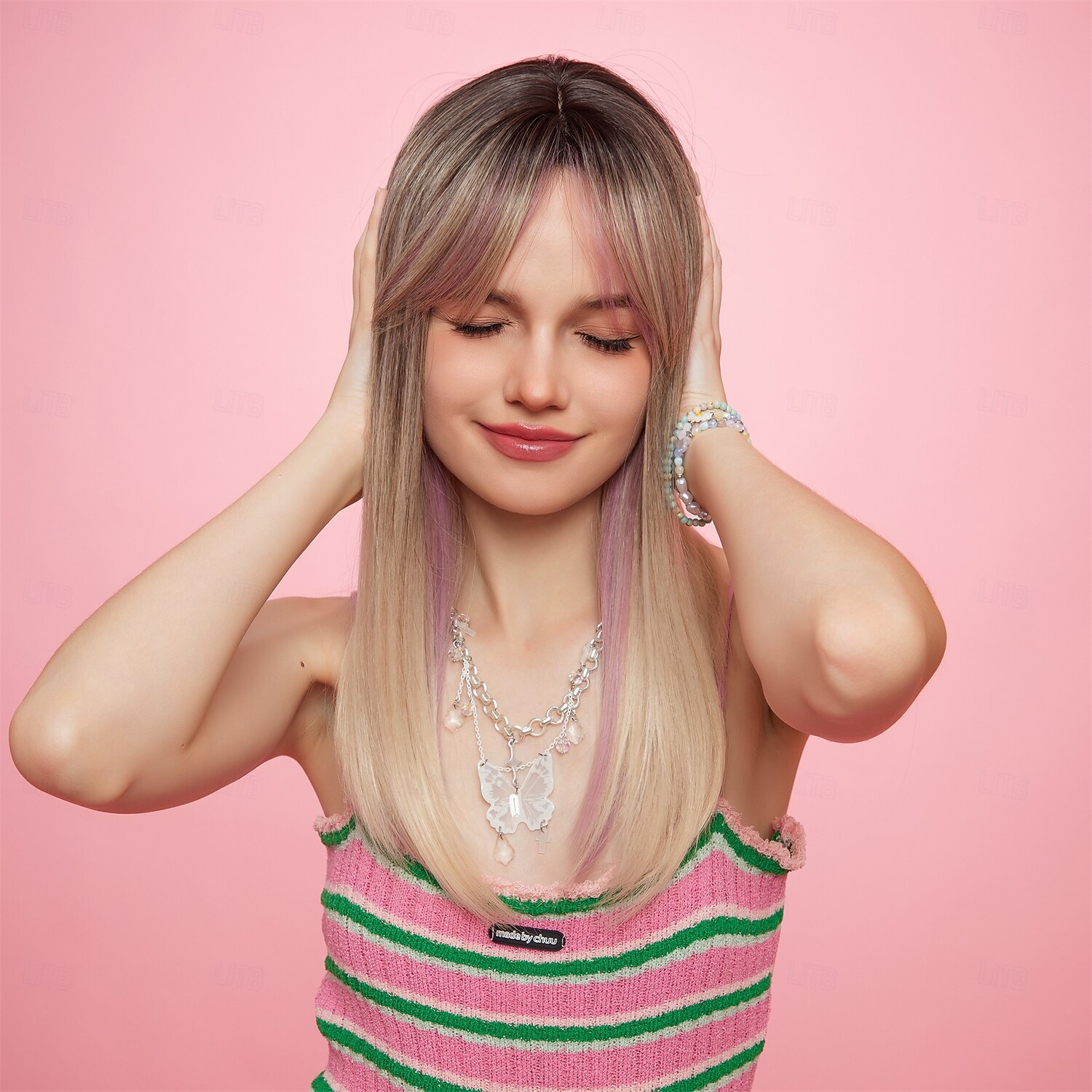 Synthetic Wig Uniforms Career Costumes Princess Curly Wavy Middle Part Layered Haircut Machine Made Wig 22 inch Brown / White Synthetic Hair Women's Cosplay Party Fashion Brown 2026 - $24.99 –P5