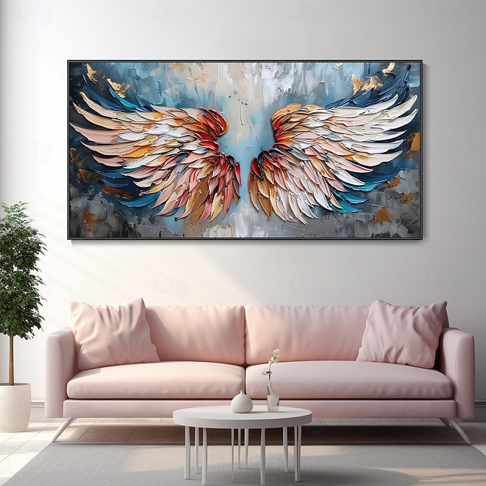 Mintura Handmade Abstract Wings Oil Paintings On Canvas Wall Art Decoration Modern Abstract Feather Picture For Home Decor Rolled Frameless Unstretched Painting 2025 - $75.99 –P5