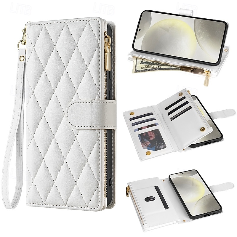 Phone Case For Samsung Galaxy S25 S24 S23 S23 FE S22 S21 Ultra Plus A55 5G A35 5G A25 A15 Wallet Case Magnetic Zipper with Lanyard Retro Geometric Pattern TPU PU Leather 2025 - $21.99 –P16