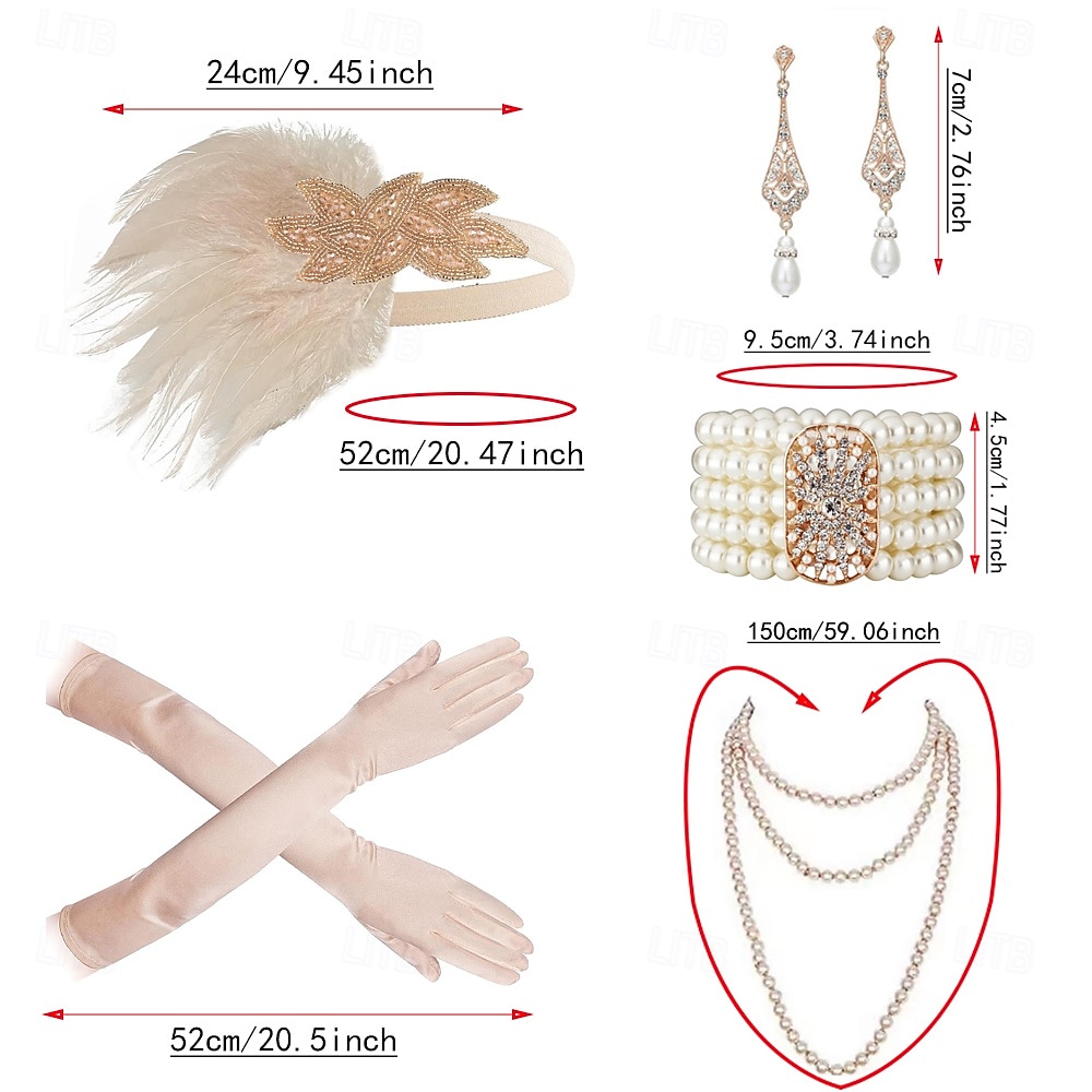 Jaren 1920 Gatsby Outfits Jaren ‘20 flapper hoofdband The Great Gatsby Bruiloftsgast Zonder Kraag Kostuum Dames Halloween Carnaval Maskerade Feest Maskerade Huwelijksreceptie Volwassenen 1 Armband 2026 - $29.99 –P4