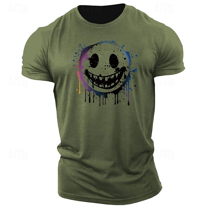 Per uomo Smorfia Maglietta 100% Cotone Manica Corta Grafico Camicia Verde militare Maglietta comoda Vacanza Streetwear Abbigliamento di stilista del 2025 a $15.99 –P1