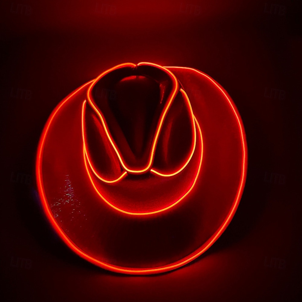 Cowgirl Hat Fedora Light Up Cowboy Hat Glowing Fedora Hat Glow In the Dark for Music Festivals Sparkly Glowing Cowboy Hat Versatile 2026 - $28.99 –P9