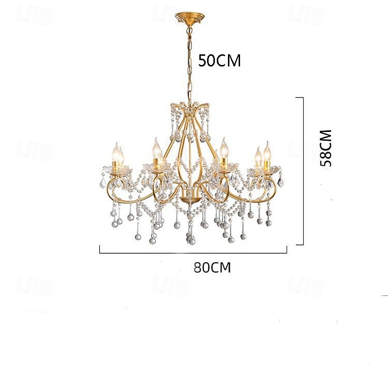 lampadario a led bianco caldo 6/8 luci 60cm/80cm lampadario di design unico in cristallo europeo di lusso francese retrò e12/e14 per camera da letto sala da pranzo 110-240v del 2025 a $515.99 –P1