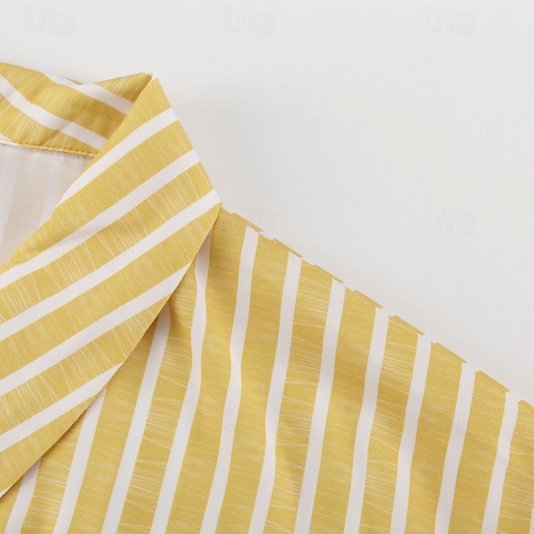 camicie stampate da donna&amp;abiti da notte - abiti da casa a righe in poliestere del 2025 a $43.99 –P11